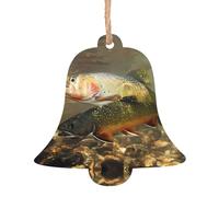 Ornamenti natalizi in legno a forma di campana, decorazione da appendere per albero di Natale, ruscello, trota pesca a mosca, decorazione perfetta per la casa per gli amici