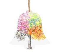 Ornamenti natalizi in legno a forma di campana, quattro stagioni, stampa albero primaverile, varie forme per albero di Natale, decorazione per casa e ufficio