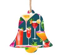 Ornamenti natalizi in legno a forma di campana, stampa cocktail tropicale, decorazione per la casa, albero di Natale, ufficio, camino, decorazione per feste