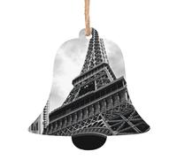 Ornamenti natalizi in legno a forma di campana, stampa Torre Eiffel, varie forme per albero di Natale, decorazione per casa e ufficio