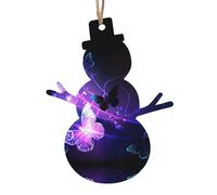 Ornamenti natalizi in legno a forma di pupazzo di neve, albero di Natale festivo con stampa di farfalle bianche viola, decorazione da appendere - Decorazione perfetta per la casa per gli amici