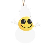 Ornamenti natalizi in legno a forma di pupazzo di neve, con occhi grandi, faccina sorridente, stampa festiva, decorazione per casa e ufficio per pareti, finestre, caminetti