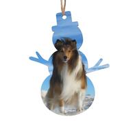 Ornamenti natalizi in legno a forma di pupazzo di neve, con simpatico cane delle Shetland, varie forme per albero di Natale, decorazione per casa e ufficio