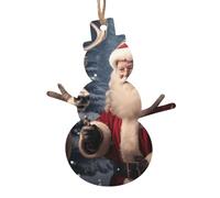 Ornamenti natalizi in legno a forma di pupazzo di neve, decorazione da appendere all'albero di Natale con fiocchi di neve e forme di Babbo Natale