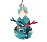 Ornamenti natalizi in legno a forma di pupazzo di neve, decorazione da appendere all'albero di Natale con fiocchi di neve e forme di Babbo Natale