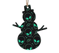 Ornamenti natalizi in legno a forma di pupazzo di neve, decorazione natalizia da appendere con stampa di alieni, decorazione perfetta per la casa per gli amici