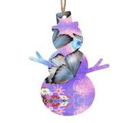 Ornamenti natalizi in legno a forma di pupazzo di neve, fiori colorati con stampa di farfalle varie forme per albero di Natale, decorazione per la casa e l'ufficio