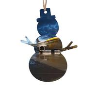 Ornamenti natalizi in legno a forma di pupazzo di neve, stampa di aeroplano nella luce della sera, varie forme per albero di Natale, decorazione per casa e ufficio