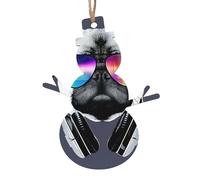 Ornamenti natalizi in legno a forma di pupazzo di neve, stampa di cane con occhi di varie forme per albero di Natale, decorazione per la casa e l'ufficio