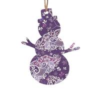 Ornamenti natalizi in legno a forma di pupazzo di neve, stampa di farfalle viola, varie forme per albero di Natale, decorazione per casa e ufficio