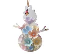 Ornamenti natalizi in legno a forma di pupazzo di neve, stampa di fiori e farfalle, decorazione per casa, ufficio e pareti, finestre, caminetto