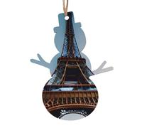Ornamenti natalizi in legno a forma di pupazzo di neve, stampa Torre Eiffel di Parigi, decorazione per la casa, albero di Natale, ufficio, camino, decorazione per feste