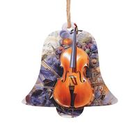 Ornamenti natalizi in legno con stampa a note musicali blu, decorazioni fai da te per albero di Natale, angeli, campane