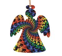 Ornamenti natalizi in legno con stampa a tema orso che balla, decorazioni fai da te, decorazioni per albero di Natale, angeli, campane