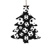 Ornamenti natalizi in legno con stampa nera a forma di calcio, decorazioni fai da te, decorazioni per albero di Natale, angeli, camp