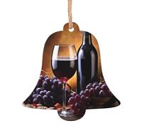 Ornamenti natalizi in legno fatti a mano con stampa di vino d'uva - Decorazione da appendere stampata su entrambi i lati per regali per la casa dell'albero 2 pezzi