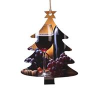 Ornamenti natalizi in legno fatti a mano con stampa di vino d'uva - Decorazione da appendere stampata su entrambi i lati per regali per la casa dell'albero 2 pezzi