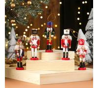 Ornamenti natalizi in legno per schiaccianoci, figurine del re dei soldati schiaccianoci da 13 cm Decorazioni per l'albero di Natale Ciondolo festivo per bambola burattino (Rosso Verde-5)
