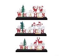 Ornamenti natalizi in legno pupazzo di neve Babbo Natale renna decorazioni da tavolo rustiche decorazioni per le vacanze casa dormitorio esposizione stagionale legno naturale 17 x 8,9 x 0,5 cm 3 pezzi