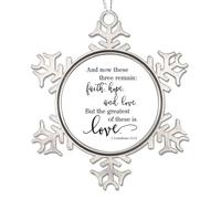 Ornamenti natalizi in metallo, e ora questi tre rimangono fede, speranza e amore, ma il più grande di questi è l'amore.1 Corinthians 13: Ornamento fiocco di neve per la decorazione dell'albero di
