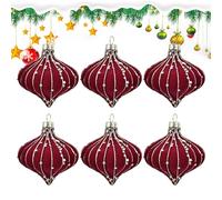 Ornamenti natalizi in velluto - set di decorazione per alberi, decorazione a palla di Natale | Baubles in velluto 6 pezzi con finitura lucida superficiale parziale per corone di compleanno uso fede