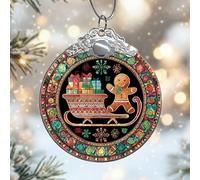 Ornamenti natalizi in vetro a forma di omino di pan di zenzero, regali di Natale a forma di slitta, regalo rosso, da appendere, decorazione per casa, albero, camino, parete, finestra, porta, parete