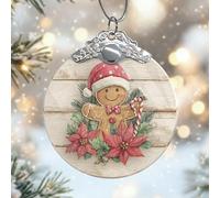 Ornamenti natalizi in vetro a forma di omino di pan di zenzero, stella di Natale con bastoncino di zucchero, rosso, da appendere, regalo per festival, decorazione per la casa, per albero, finestra