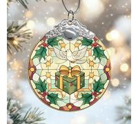 Ornamenti natalizi in vetro a forma di piccione, regalo tradizionale di Natale verde agrifoglio, decorazioni da appendere per scambio, festival, decorazione per la casa, per albero, finestra, camera