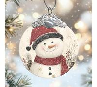 Ornamenti natalizi in vetro a forma di pupazzo di neve, cappello rosso festivo, sciarpa rossa, da appendere, per albero di Natale, festival, decorazione per la casa, per albero, finestra, camera da