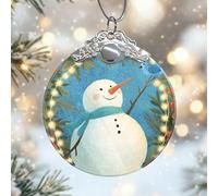 Ornamenti natalizi in vetro a forma di pupazzo di neve, ramo di pino blu da appendere, regalo per festival, decorazione per la casa, per albero, finestra, camera da letto, porta, ufficio, negozio, 7,6