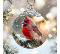 Ornamenti natalizi in vetro cardinale, per vacanze invernali, pino e neve, regalo di Natale, decorazione da appendere, per festival, decorazione per la casa, per albero, finestra, camera da letto