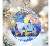 Ornamenti natalizi in vetro per la casa, fantasiosi alberi di neve invernali blu da appendere all'albero di Natale, decorazione per festival, decorazione per la casa per albero, finestra, camera da