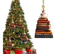 Ornamenti natalizi per amanti dei libri | Ciondolo in acrilico bidimensionale per gli amanti dei libri - Luci d'atmosfera per interni ed esterni davanzali decorazione per feste