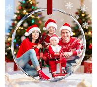 Ornamenti natalizi personalizzati 2025 - Ornamento personalizzato per albero di Natale in cristallo con testo fotografico, regali per mamma, papà, bambini, primo Natale del bambino