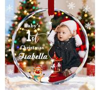Ornamenti natalizi personalizzati 2025 - Ornamento personalizzato per albero di Natale in cristallo con testo fotografico, regali per mamma, papà, bambini, primo Natale del bambino