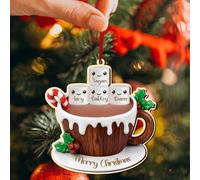 Ornamenti natalizi personalizzati in legno con i nomi di 2-8 persone,Ornamenti natalizi in legno con i nomi dei membri della famiglia,Regali natalizi decorativi per genitori e nonni（4 Nome）