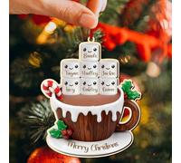 Ornamenti natalizi personalizzati in legno con i nomi di 2-8 persone,Ornamenti natalizi in legno con i nomi dei membri della famiglia,Regali natalizi decorativi per genitori e nonni（7 Nome）