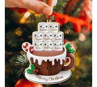 Ornamenti natalizi personalizzati in legno con i nomi di 2-8 persone,Ornamenti natalizi in legno con i nomi dei membri della famiglia,Regali natalizi decorativi per genitori e nonni（8 Nome）