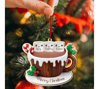 Ornamenti natalizi personalizzati in legno con i nomi di 2-8 persone,Ornamenti natalizi in legno con i nomi dei membri della famiglia,Regali natalizi decorativi per genitori e nonni（3 Nome）