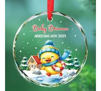 Ornamenti natalizi personalizzati in vetro 2025, ornamento per bambini in attesa, nome e data in arrivo per neonati, regalo per genitori in attesa, nonni, albero di Natale