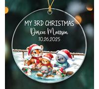 Ornamenti natalizi personalizzati My 3 ° 2025, regalo per il terzo Natale del bambino, regalo personalizzato per compleanno/nome bambino 3° ornamento natalizio regalo per papà, mamma, genitori, nonni