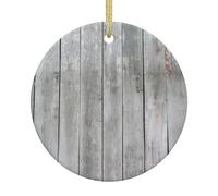 Ornamenti natalizi stampati con assi grigie, ciondoli rotondi, adatti per la decorazione, souvenir, regali per gli amici.