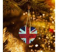 Ornamenti natalizi vintage Union Jack bandiera britannica cuore stampato ornamenti in ceramica artigianato albero di Natale in ceramica appeso decorazioni per albero di Natale per casa interni esterni