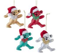 Ornamenti Orsi Grateful Dead Con Cappello Di Babbo Natale, 4 Assortiti