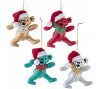 Ornamenti Orsi Grateful Dead Con Cappello Di Babbo Natale, 4 Assortiti