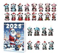 Ornamenti Panda Avvento 24 Giorni - 2D Acrilico Addobbi Calendario Avvento Motivo Panda | Ciondolo Specchietto Retrovisore Animali per Auto Zaino Albero di Natale Finestra