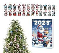 Ornamenti Panda Avvento 24 Giorni - Calendario 'avvento Con Ciondoli Panda 2D In Acrilico - Ciondolo Specchietto Retrovisore Animali per Auto Zaino Albero di Natale Finestra