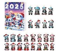 Ornamenti Panda Avvento 24 Giorni,Set Ornamenti Panda Acrilico 2D Calendario Conto Alla Rovescia | Decorazione Appendibile Animali Per Finestra Bambini Porta Balcone Albero Di