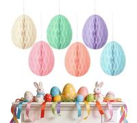 Ornamenti Pasquali - 6 Pezzi Decori con Ciondoli Primaverili per Uova di Pasqua, Sei Ornamenti Festivi Sferici in Carta Spessa Colorata da 10 Cm | per La Casa, La Scuola, L'aula, L'Ufficio, Le Feste,
