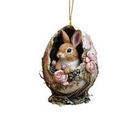 Ornamenti pasquali - Ciondolo pasquale decorativo coniglio 2D | Ornamento da appendere a forma di coniglietto in acrilico | Decorazione leggera 'albero dei cartoni animati per scenari di utilizzo